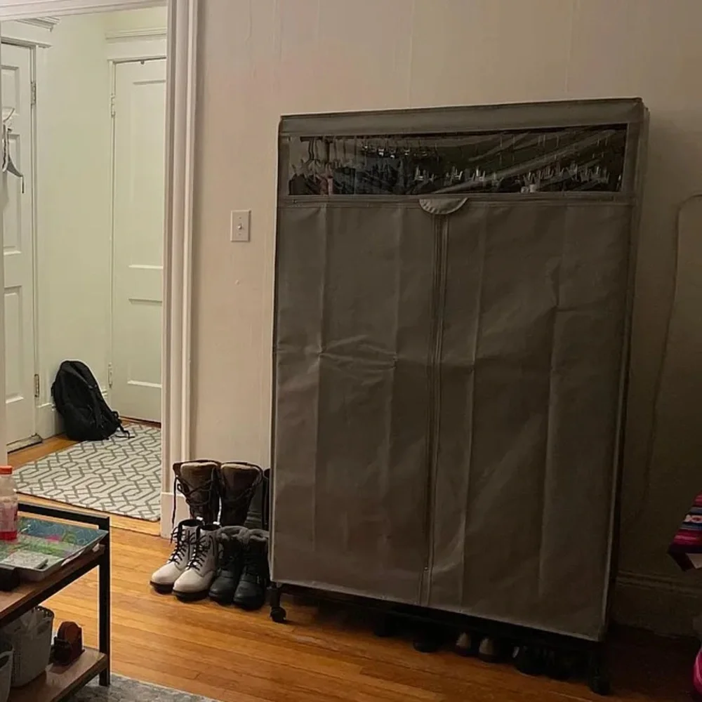 Portable Closet on Wheels in Gray